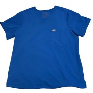 Figs royal blue one pocket scrub top
